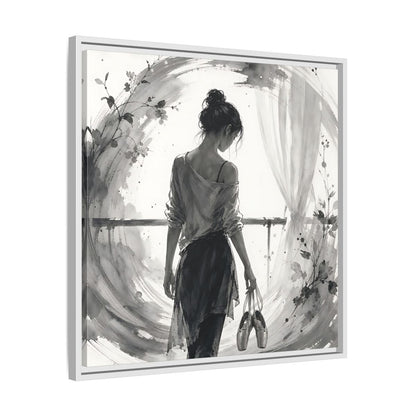 Side Mockup 26. Abstract Ballerina Monochrome Ballerina shown as framed canvas print
