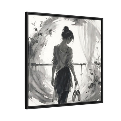 Side Mockup 9. Abstract Ballerina Monochrome Ballerina shown as framed canvas print