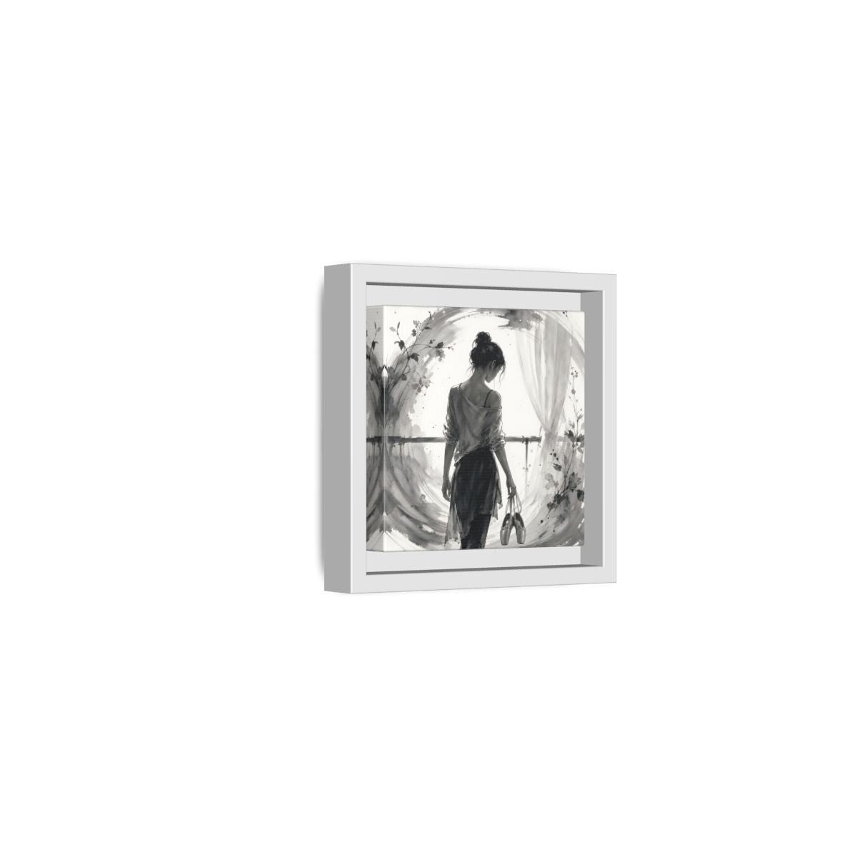 Side Mockup 22. Abstract Ballerina Monochrome Ballerina shown as framed canvas print