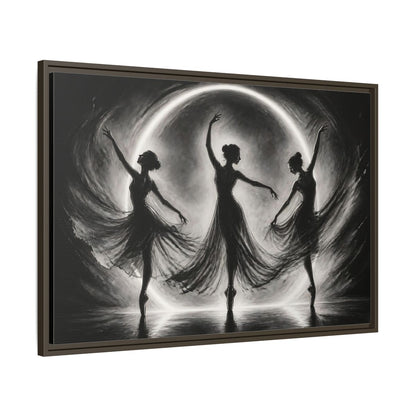 Main Mockup. Abstract Ballet Dancers Black White Ballet shown as framed canvas print