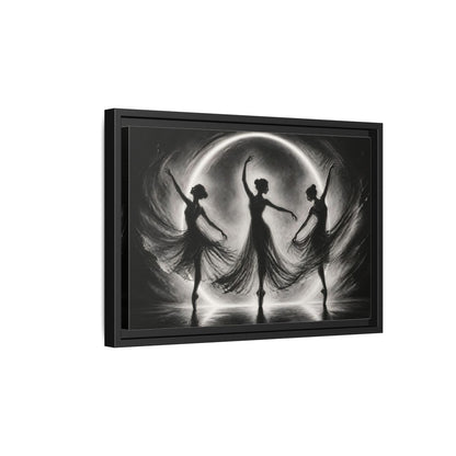 Side Mockup 6. Abstract Ballet Dancers Black White Ballet shown as framed canvas print