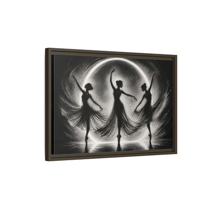 Side Mockup 2. Abstract Ballet Dancers Black White Ballet shown as framed canvas print