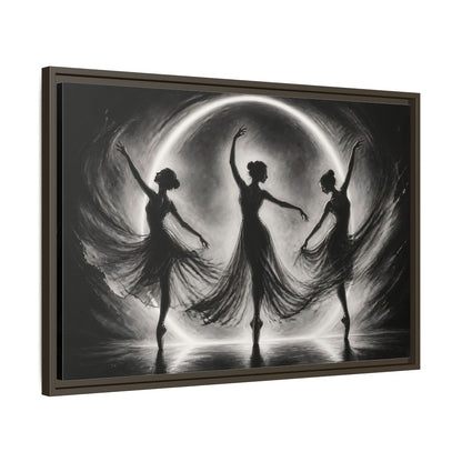 Side Mockup 11. Abstract Ballet Dancers Black White Ballet shown as framed canvas print