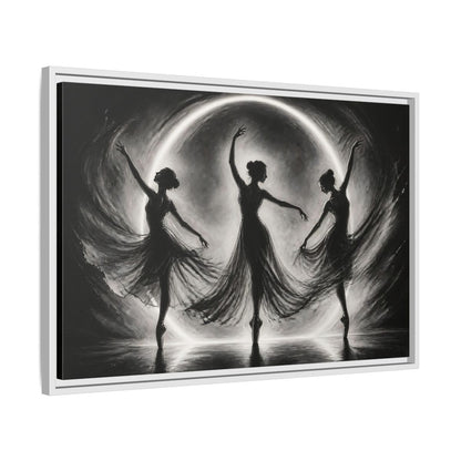 Side Mockup 10. Abstract Ballet Dancers Black White Ballet shown as framed canvas print