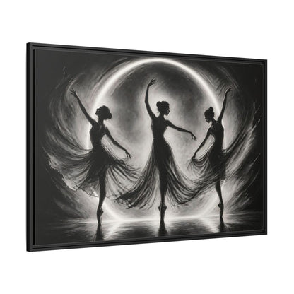 Side Mockup 12. Abstract Ballet Dancers Black White Ballet shown as framed canvas print