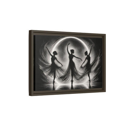 Side Mockup 5. Abstract Ballet Dancers Black White Ballet shown as framed canvas print