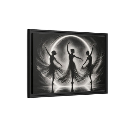 Side Mockup 3. Abstract Ballet Dancers Black White Ballet shown as framed canvas print
