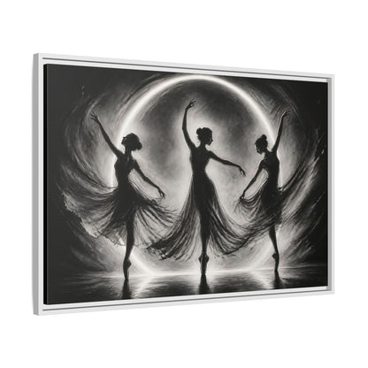 Side Mockup 9. Abstract Ballet Dancers Black White Ballet shown as framed canvas print