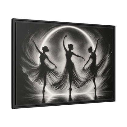 Side Mockup 13. Abstract Ballet Dancers Black White Ballet shown as framed canvas print