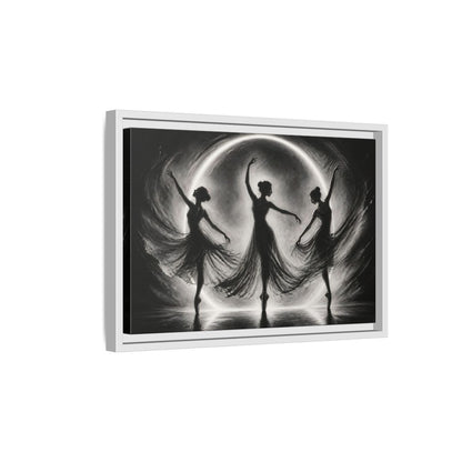 Side Mockup 4. Abstract Ballet Dancers Black White Ballet shown as framed canvas print