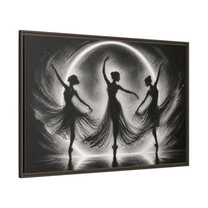 Side Mockup 8. Abstract Ballet Dancers Black White Ballet shown as framed canvas print