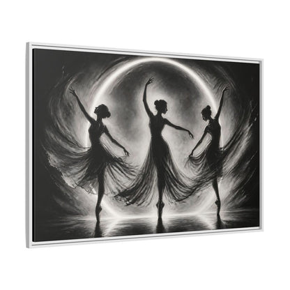 Side Mockup 7. Abstract Ballet Dancers Black White Ballet shown as framed canvas print