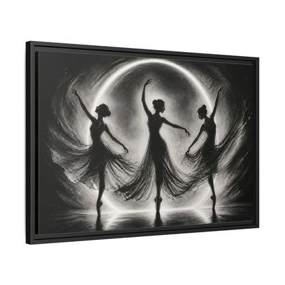 Side Mockup 14. Abstract Ballet Dancers Black White Ballet shown as framed canvas print