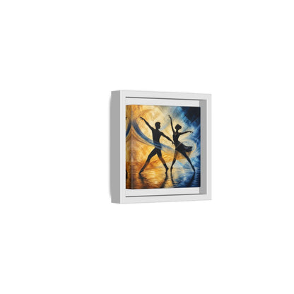 Side Mockup 22. Abstract Ballet Dancers Gold Blue Ballet shown as framed canvas print