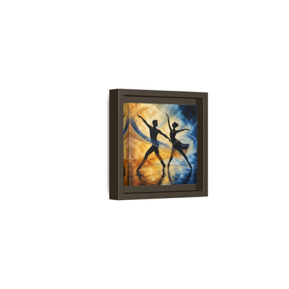 Side Mockup 23. Abstract Ballet Dancers Gold Blue Ballet shown as framed canvas print