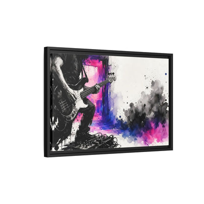 Side Mockup 3. Abstract Bass Player Vibrant Bass Player Art shown as framed canvas print