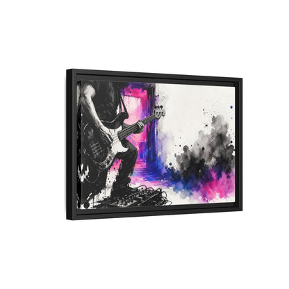 Side Mockup 6. Abstract Bass Player Vibrant Bass Player Art shown as framed canvas print