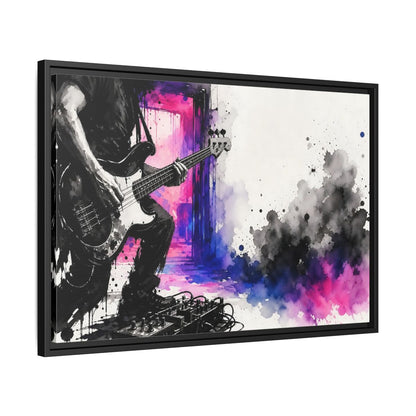 Side Mockup 14. Abstract Bass Player Vibrant Bass Player Art shown as framed canvas print