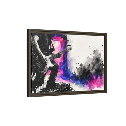 Side Mockup 2. Abstract Bass Player Vibrant Bass Player Art shown as framed canvas print