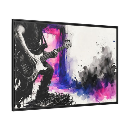 Side Mockup 12. Abstract Bass Player Vibrant Bass Player Art shown as framed canvas print