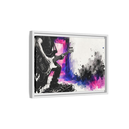 Side Mockup 4. Abstract Bass Player Vibrant Bass Player Art shown as framed canvas print