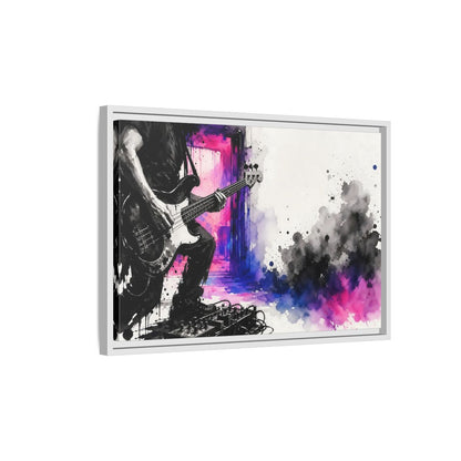 Side Mockup 1. Abstract Bass Player Vibrant Bass Player Art shown as framed canvas print