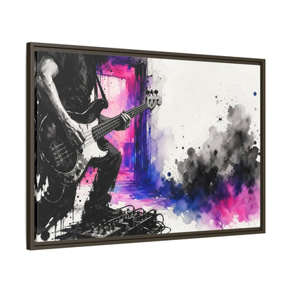 Main Mockup. Abstract Bass Player Vibrant Bass Player Art shown as framed canvas print