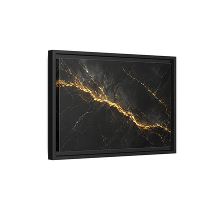 Side Mockup 6. Abstract Black Marble Black Gold shown as stretched canvas wall art