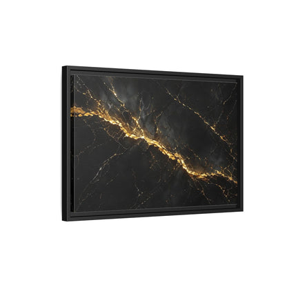 Side Mockup 3. Abstract Black Marble Black Gold shown as stretched canvas wall art