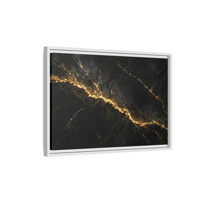 Side Mockup 1. Abstract Black Marble Black Gold shown as stretched canvas wall art