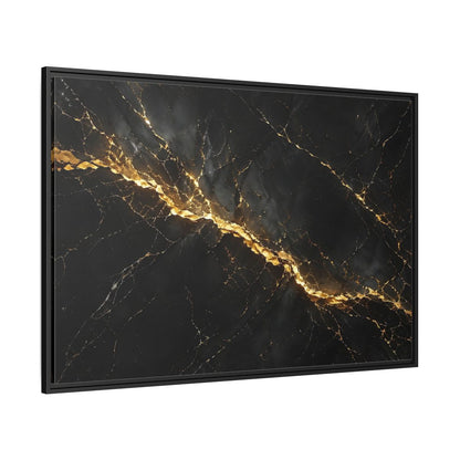Side Mockup 12. Abstract Black Marble Black Gold shown as stretched canvas wall art