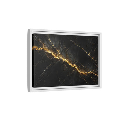 Side Mockup 4. Abstract Black Marble Black Gold shown as stretched canvas wall art
