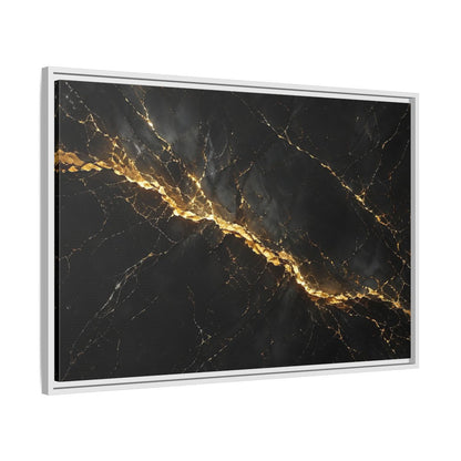 Side Mockup 9. Abstract Black Marble Black Gold shown as stretched canvas wall art