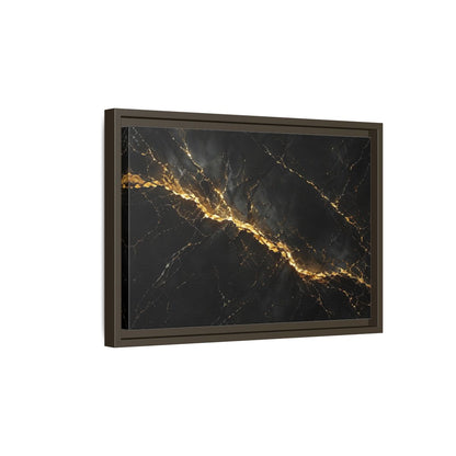 Side Mockup 5. Abstract Black Marble Black Gold shown as stretched canvas wall art
