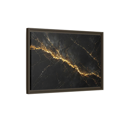 Side Mockup 2. Abstract Black Marble Black Gold shown as stretched canvas wall art