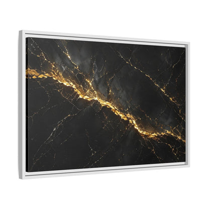 Side Mockup 10. Abstract Black Marble Black Gold shown as stretched canvas wall art