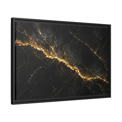 Side Mockup 14. Abstract Black Marble Black Gold shown as stretched canvas wall art