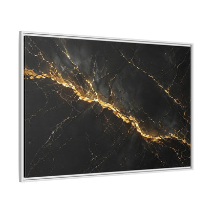 Side Mockup 7. Abstract Black Marble Black Gold shown as stretched canvas wall art