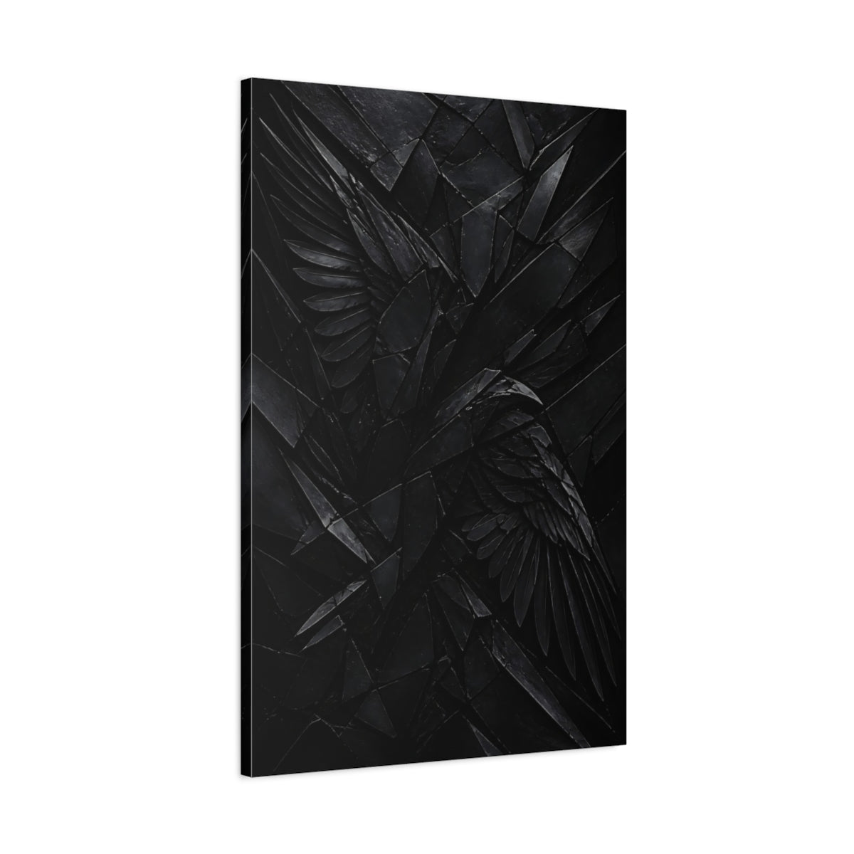 Main Mockup. Abstract Black Wings shown as canvas print