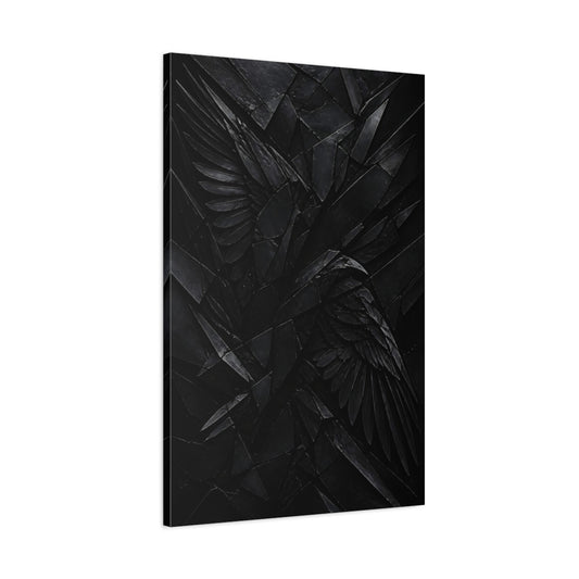 Main Mockup. Abstract Black Wings shown as canvas print