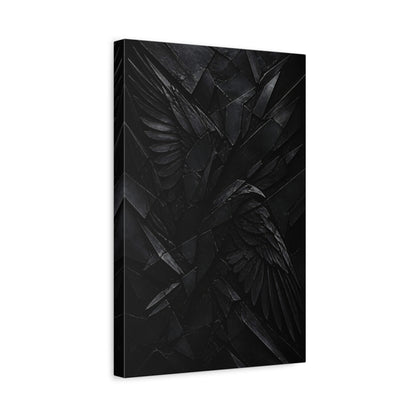 Side Mockup 4. Abstract Black Wings shown as canvas print