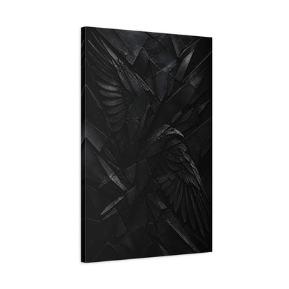 Side Mockup 2. Abstract Black Wings shown as canvas print