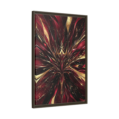 Side Mockup 11. Abstract Abstract Bloom Crimson Gold Abstract shown as stretched canvas wall art