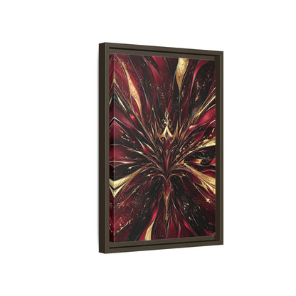 Side Mockup 5. Abstract Abstract Bloom Crimson Gold Abstract shown as stretched canvas wall art