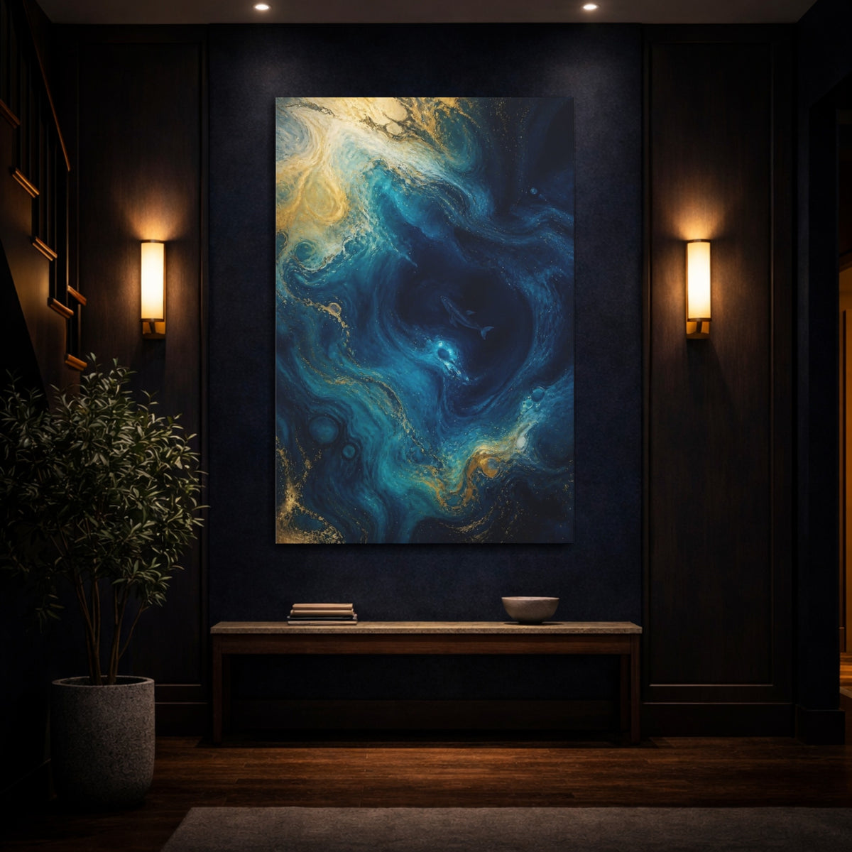 Mockup 4. Abstract Blue Whale shown as canvas print