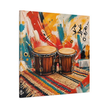 Main Mockup. Abstract Bongo Drums Colorful Music shown as canvas print