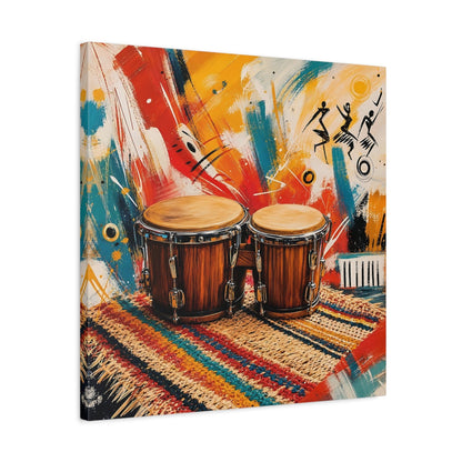 Side Mockup 4. Abstract Bongo Drums Colorful Music shown as canvas print