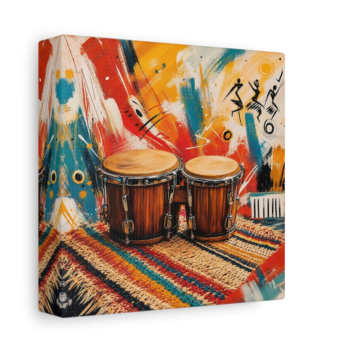 Side Mockup 2. Abstract Bongo Drums Colorful Music shown as canvas print