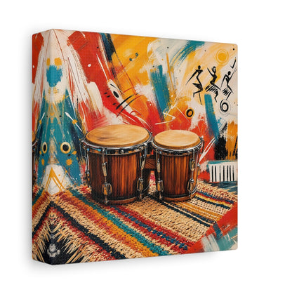 Side Mockup 2. Abstract Bongo Drums Colorful Music shown as canvas print