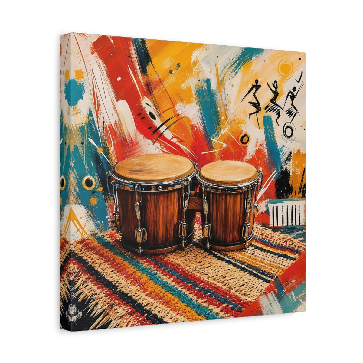 Side Mockup 7. Abstract Bongo Drums Colorful Music shown as canvas print